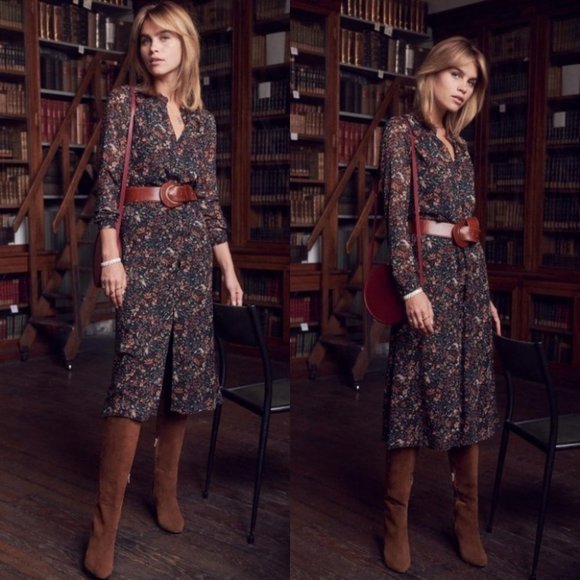 Sezane Dresses & Skirts - Sezane RARE Black Floral Clemence Dress Size 36 4